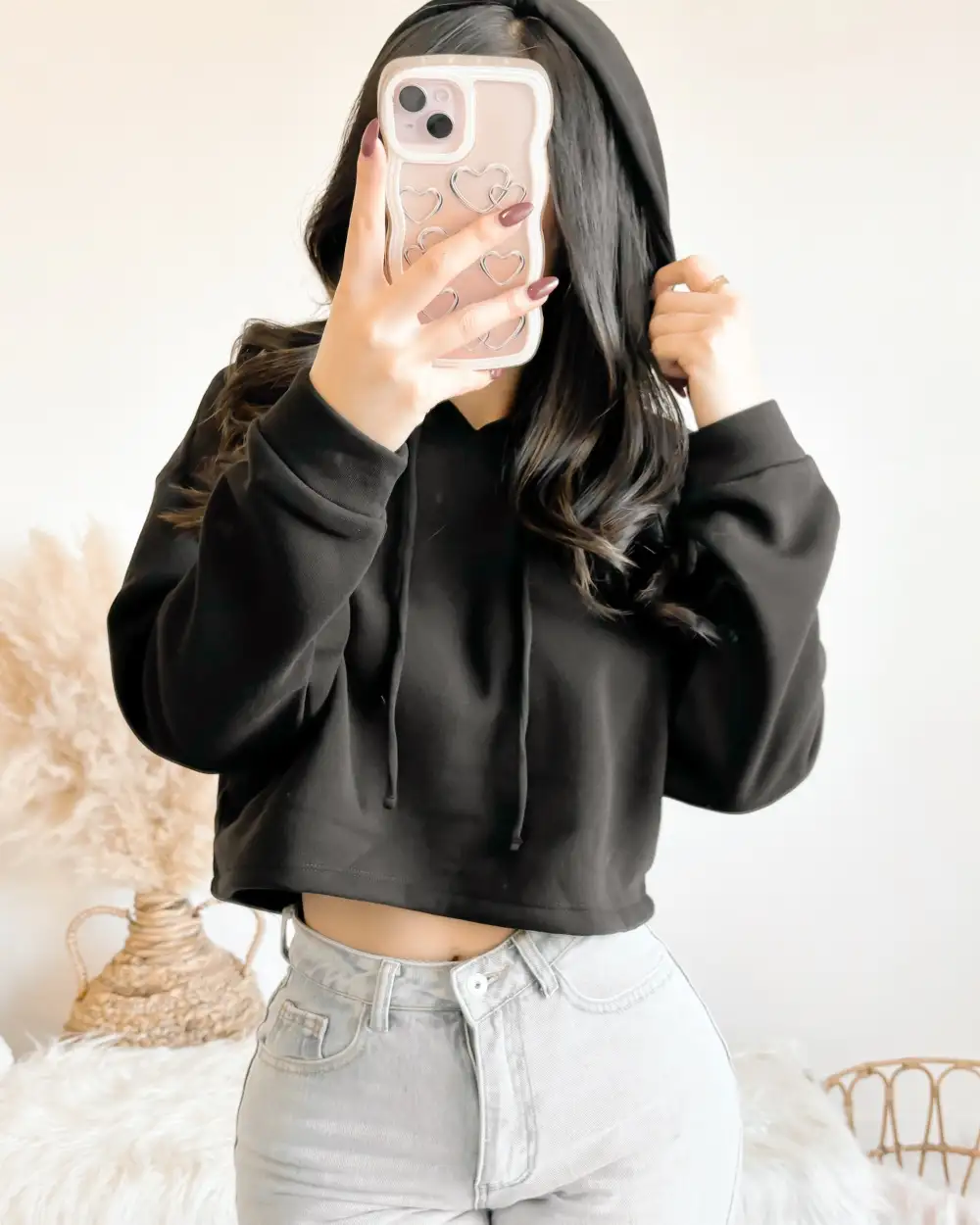 EVERYDAY BASIC CROP HOODIE (FOREST)