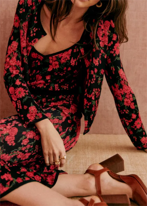 Floral Jacquard Cardigan Knitwear