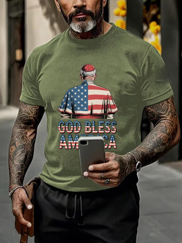 Men'S Pope Leo Xiv 8th May 2025 God Bless America Printed T-Shirt