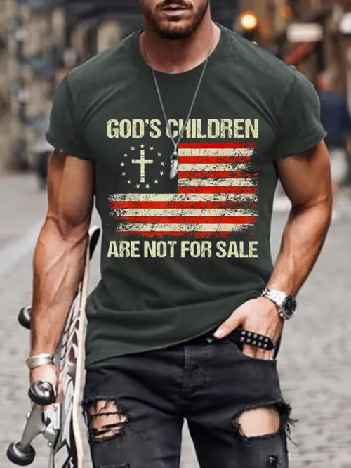 Men'S Casual God Children For Men Does Not Sell Printed Short Sleeve T-Shirts Pure Cotton Round Necks