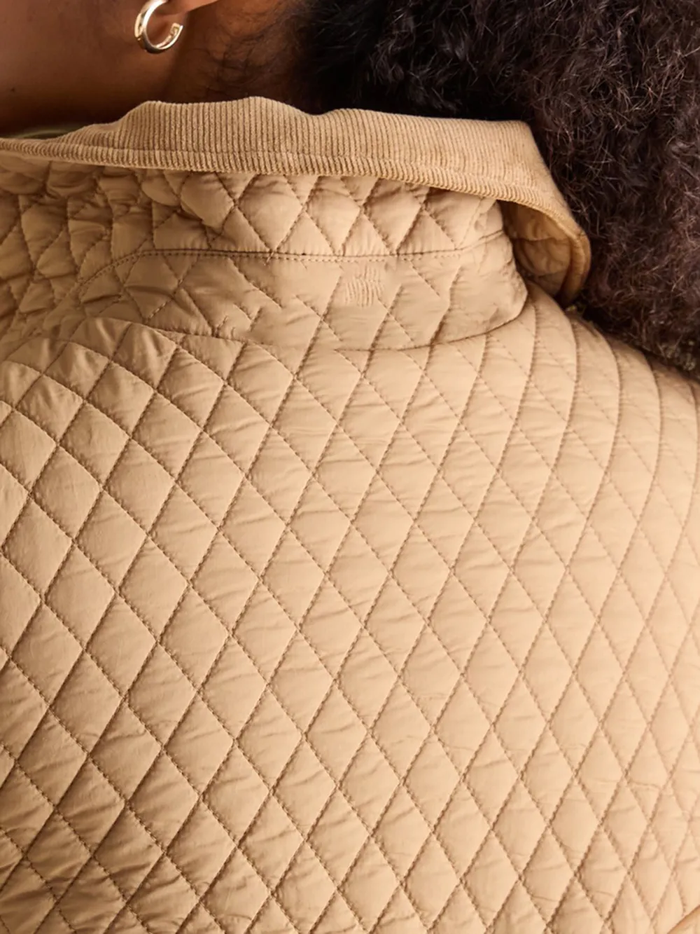 Tan Brown Showerproof Longline Diamond Quilted Coat