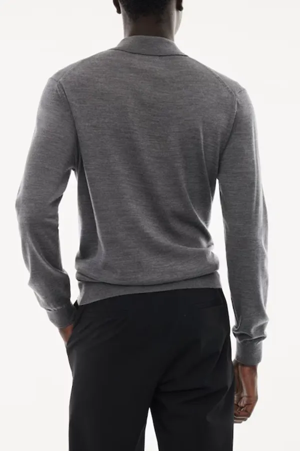100% Wool Long-Sleeved Polo Shirt