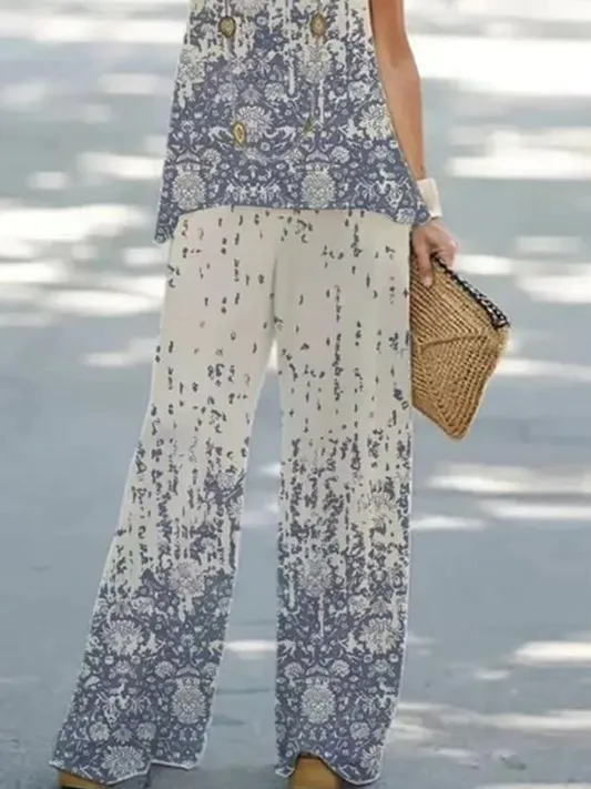 Crew Neck Jersey Polka Dots Casual Two-Piece Set