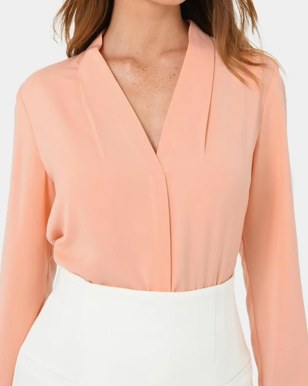 Shoulder Tucks Long Sleeve Blouse