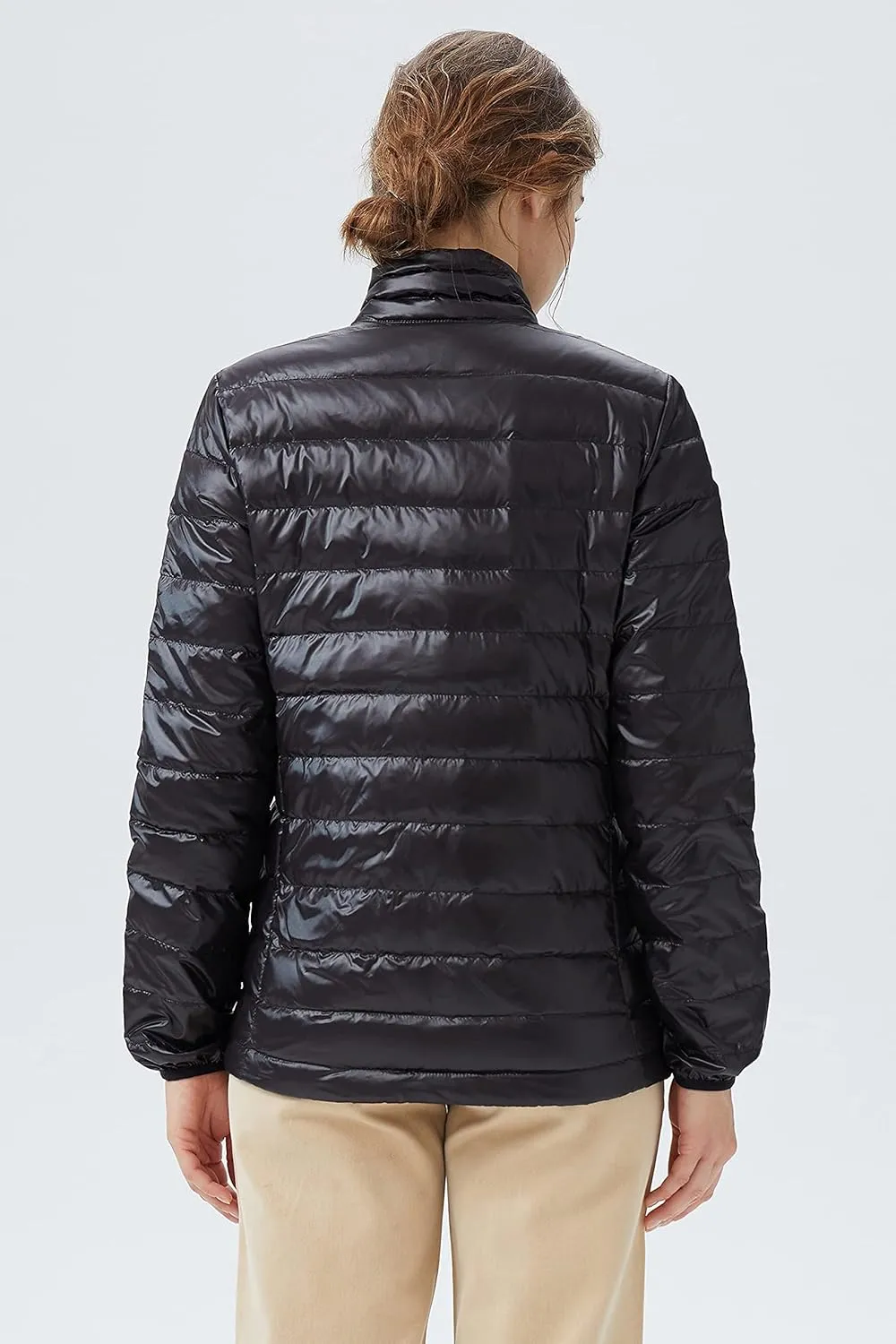 Women's Lightweight Packable Down Jacket Quilted Puffer Coat with Stand Collar