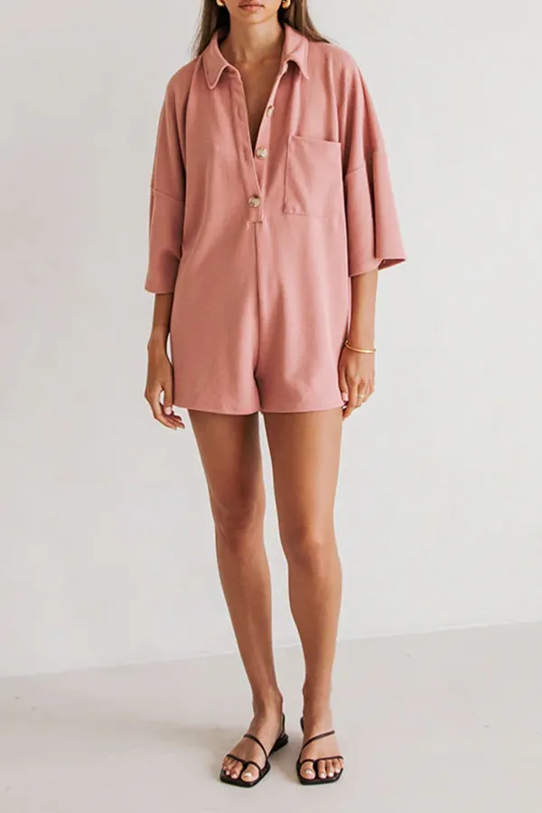 Loose Fit Corduroy Short Romper