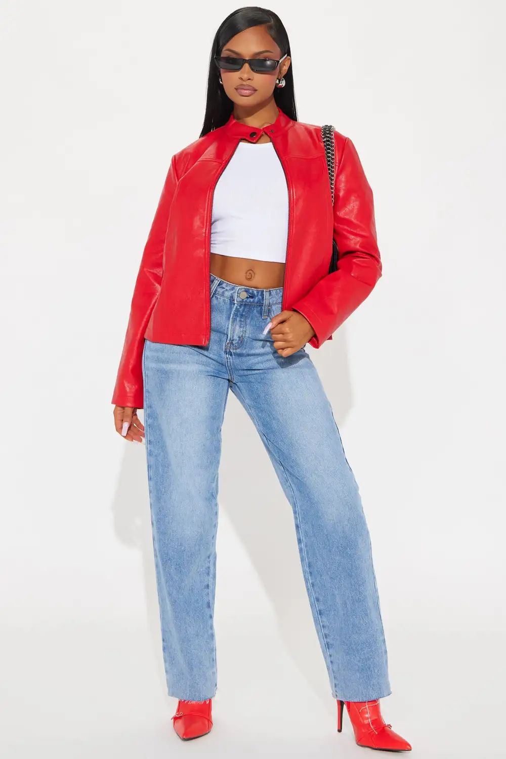 Love At First Sight Faux Leather Jacket - Red