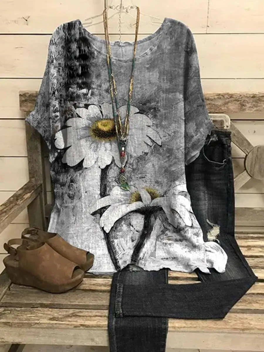 Women's Flower Print Casual Top