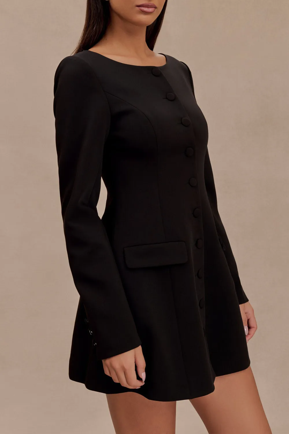 Daily Boat Neck Suiting Mini Dress