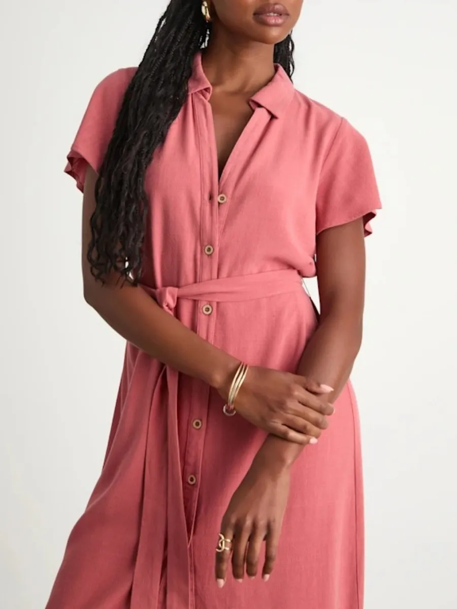 Button Front Midi Dress