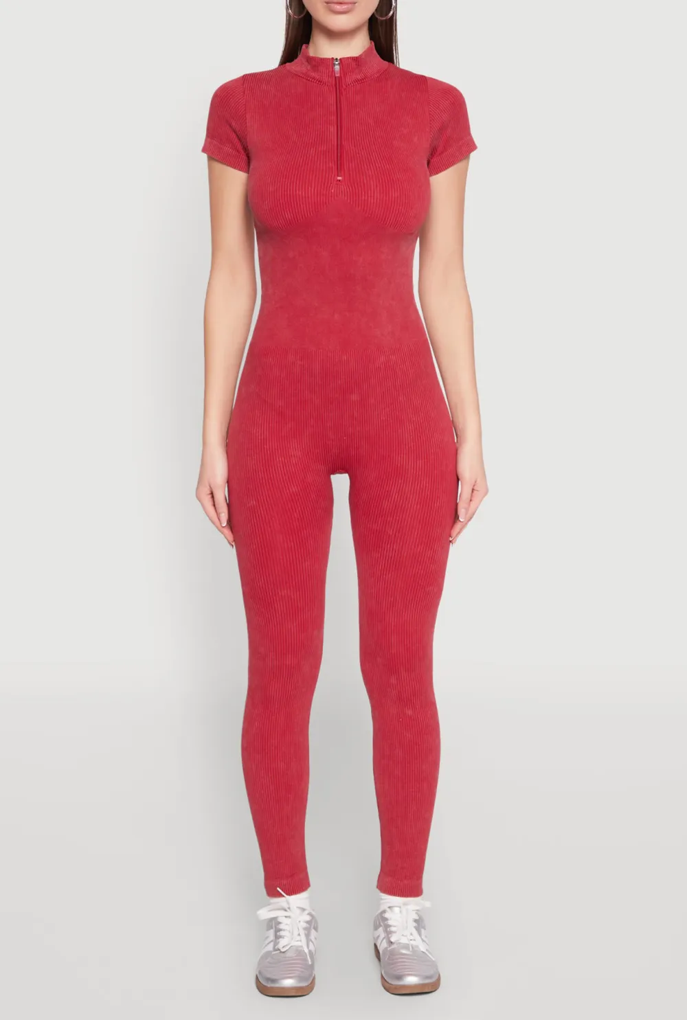 Small Stand Collar Short Sleeved Jumpsuit