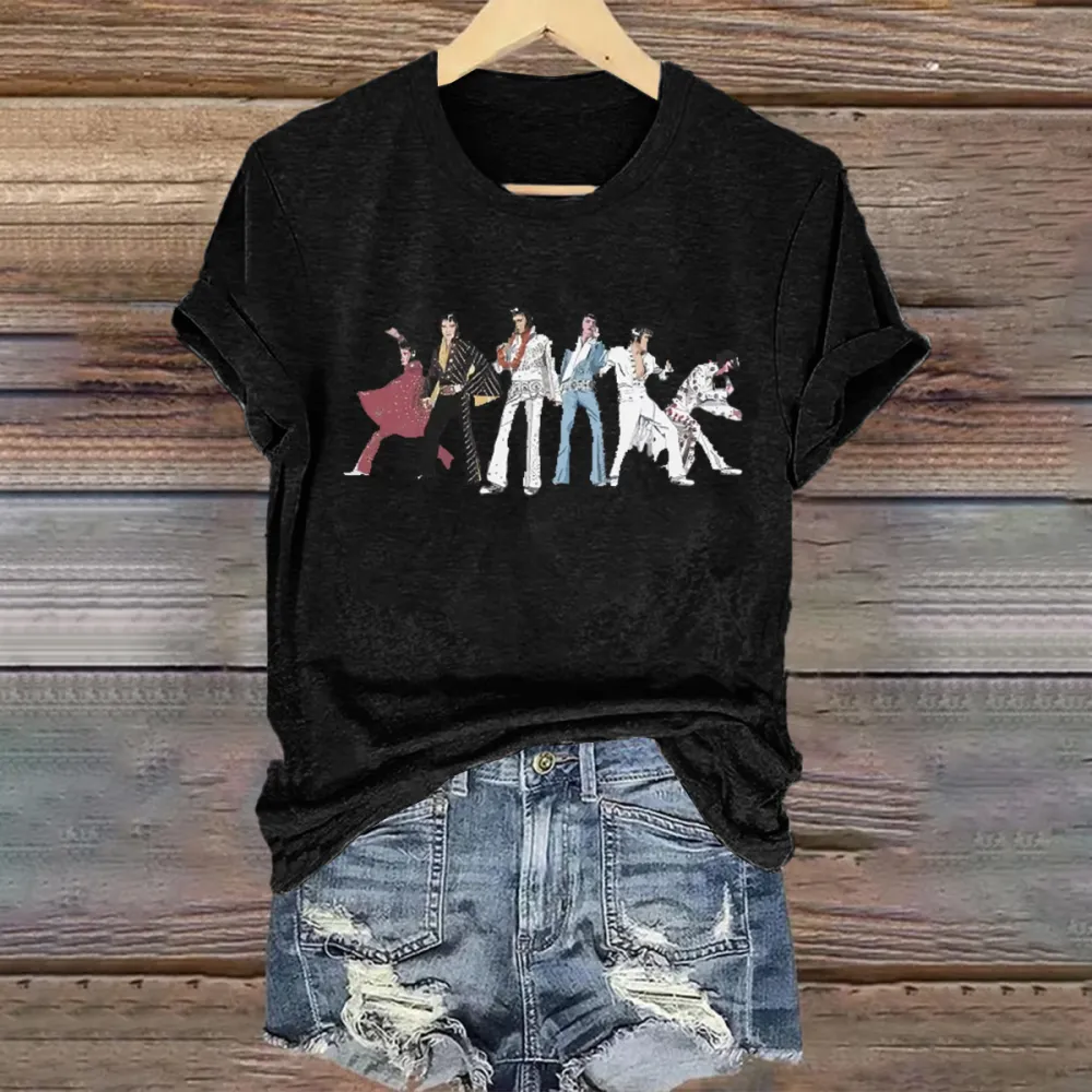 Women's Print Short Sleeve Round Neck Cotton T-Shirt