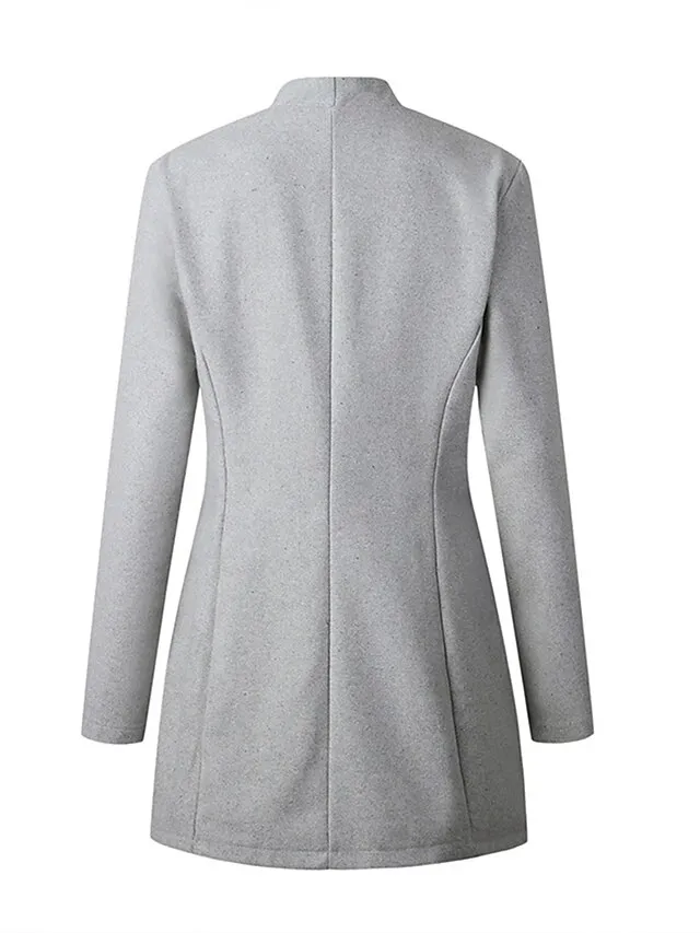 Women's Coat Outdoor Slim Fit Plain Warm Fashion Regular Fit Outerwear Long Sleeve Spring Dark Gray S