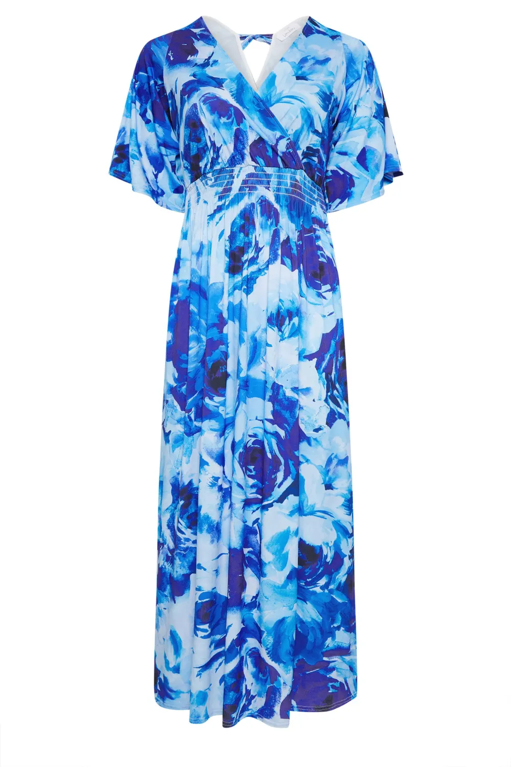 YOURS LONDON Curve Blue Floral Angel Sleeve Maxi Dress