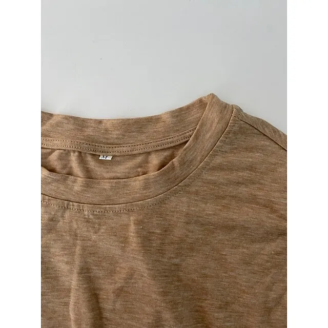 Women's Blouse Basic Plain Basic Round Neck Regular Fall Green Black Blue Pink Grey