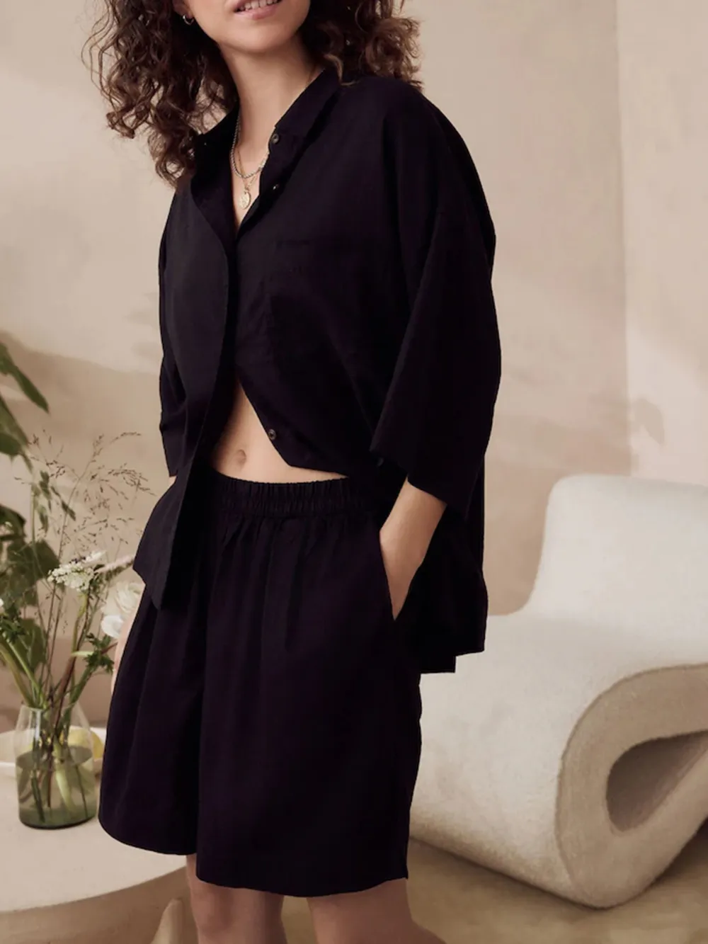 Casual Solid Color Loose Shorts