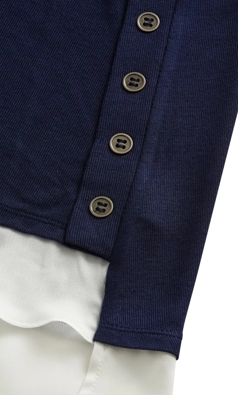 Evans Navy Blue Button Detail Knitted Top