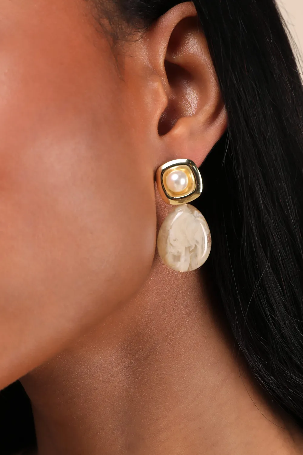Delicate Marbled Ivory Earrings