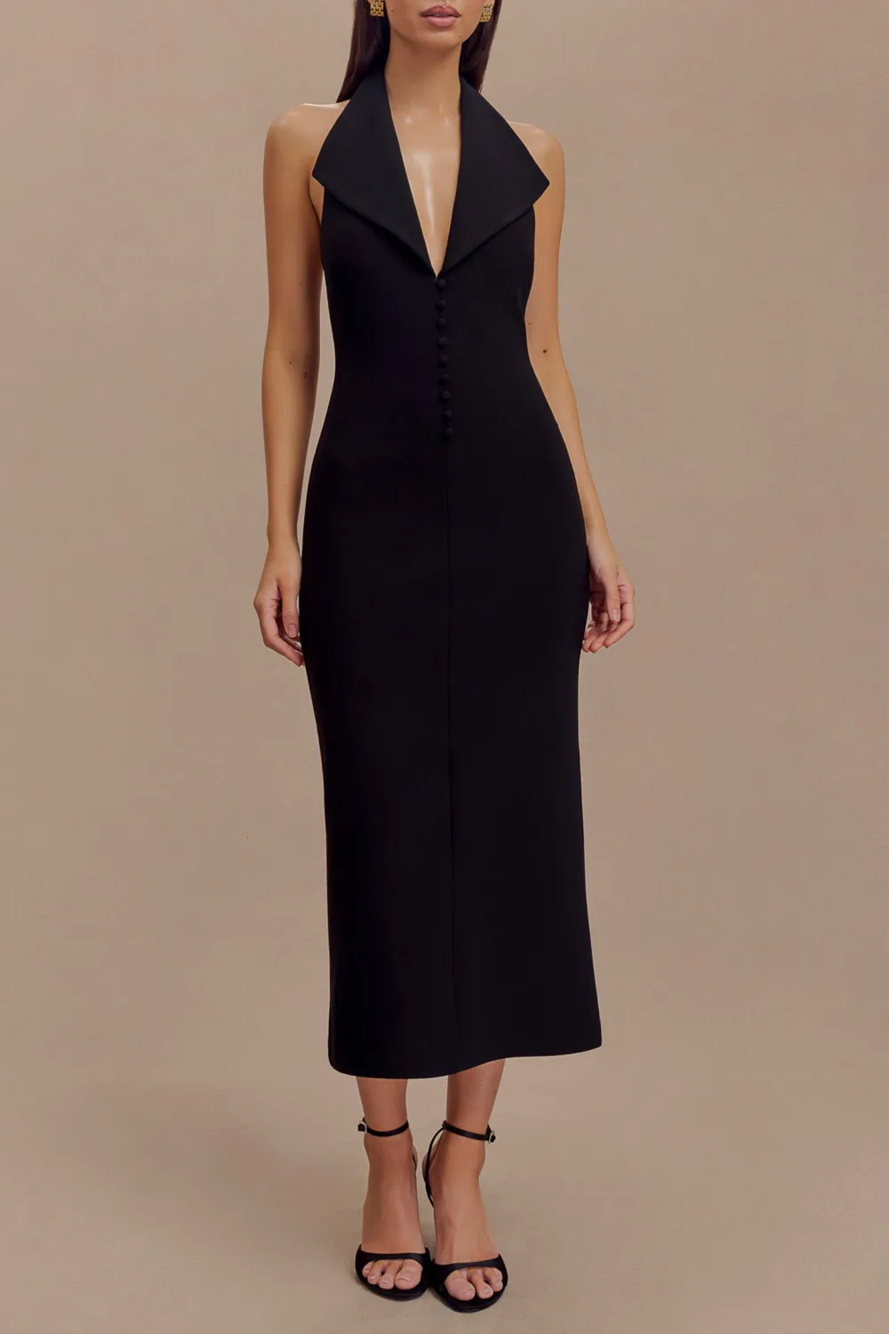 Crepe Halter Midi Dress