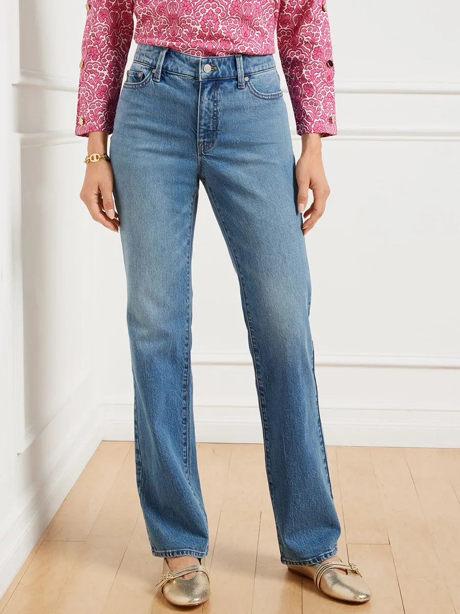 Lady'S High-Waisted Denim Trousers