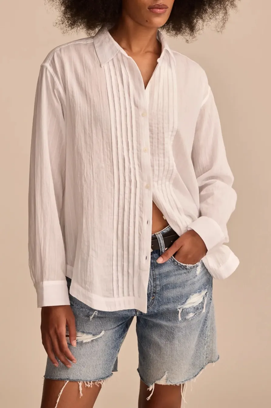 Bright White Pintuck Buttondown