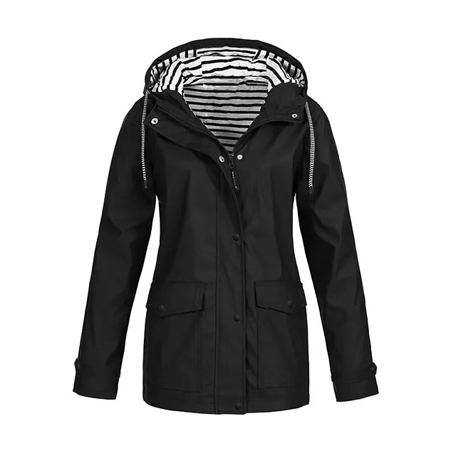 Women's Raincoat Waterproof Jacket Winter Windproof Trench Coat Fall Outdoor Hiking Jacket Winter Coat Zip up Hooded Jacket with Pocket Warm Outerwear Long Sleeve Pink Yellow White Gray