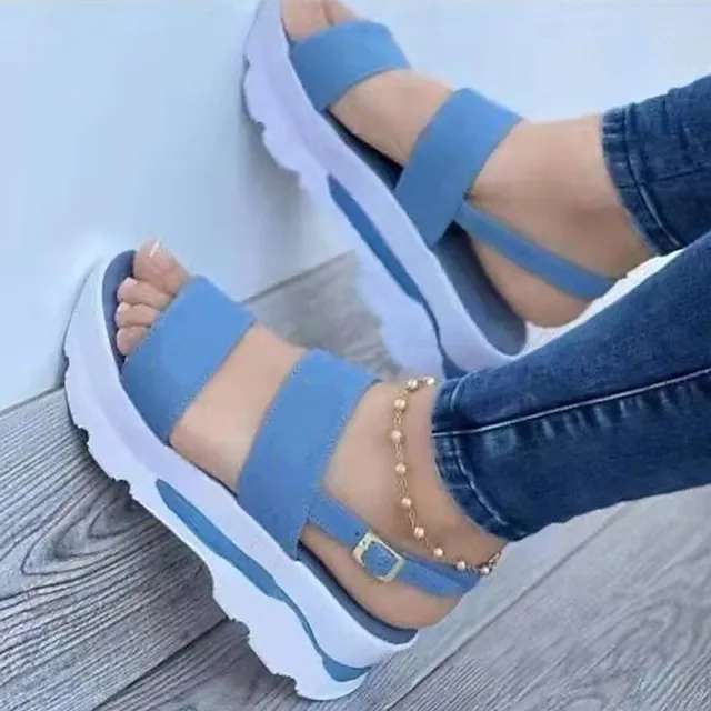 Women's Sandals Platform Sandals Plus Size Ankle Strap Sandals Outdoor Daily Beach Summer Buckle Platform Wedge Heel Open Toe Casual Minimalism Walking Shoes PU Leather Faux Leather Synthetics Buckle