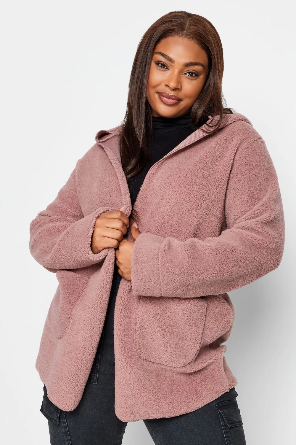 YOURS Curve Brown Teddy Hooded Jacket