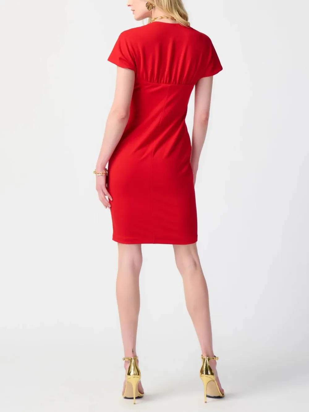 Red Square Neck Cap - Sleeve Dress