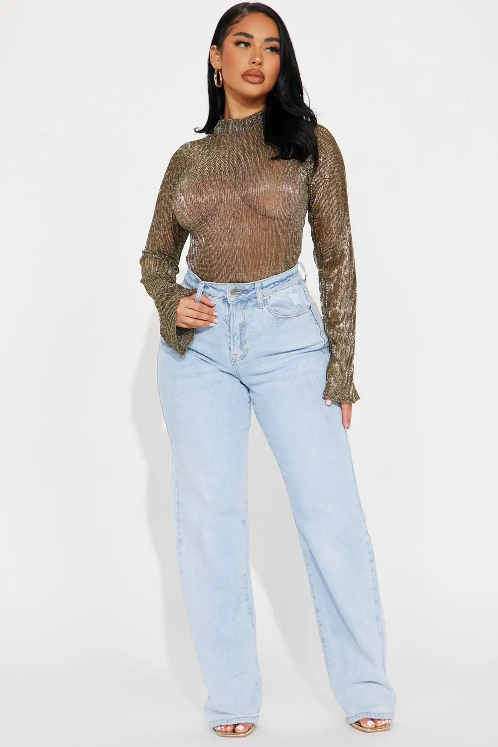 Night Out With You Bodysuit - Gold