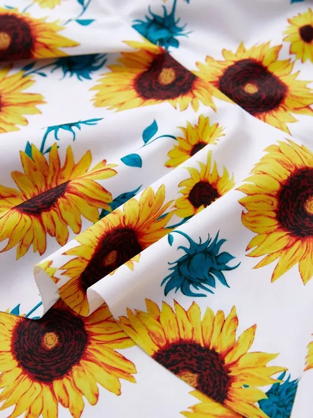 Vacation Floral Flouncing Scoop Neck Tankinis Two-Piece Set