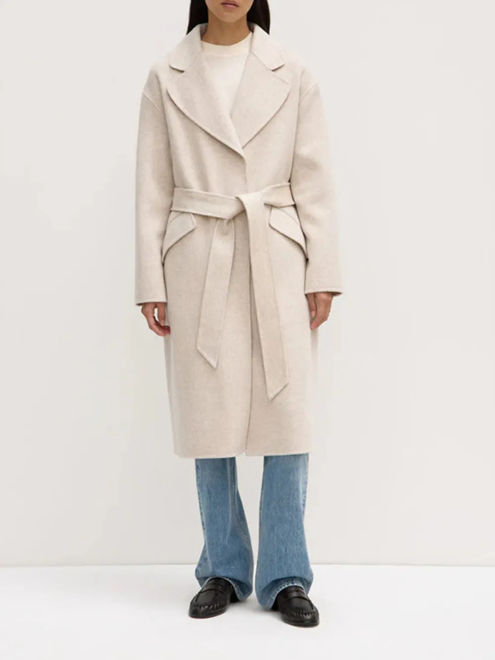Casual Style Single Wool Coat Oat Marle
