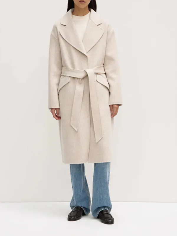 Casual Style Single Wool Coat Oat Marle