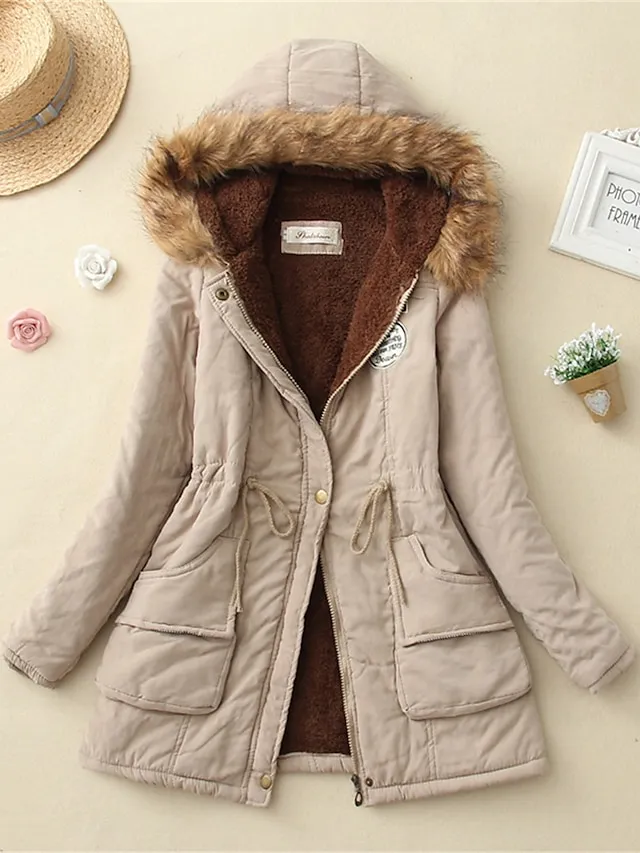 Women's Winter Coat Fleece Lined Parka Thermal Warm Windproof Puffer Jacket with Pocket Hooded Heated Jacket Fall Outerwear Drawstring Outdoor Street Fashion Casual Outerwear