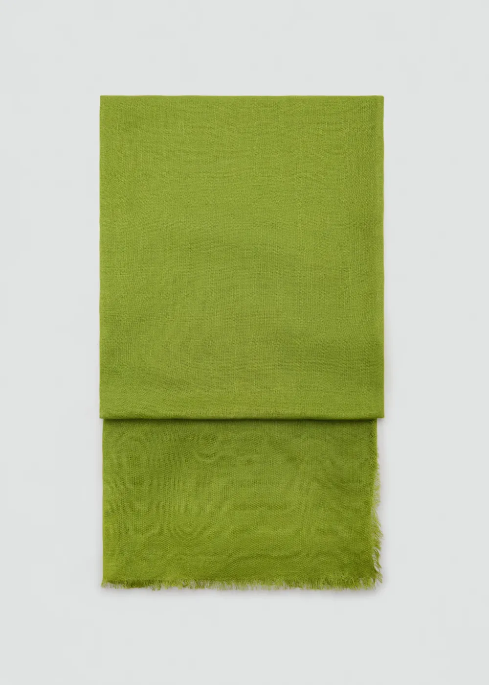 Green Linen-Blend Casual Style Scarf With Frayed Ends