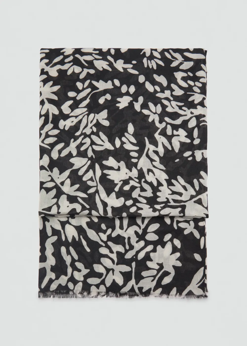 Black Casual Style Floral  Print  Scarf