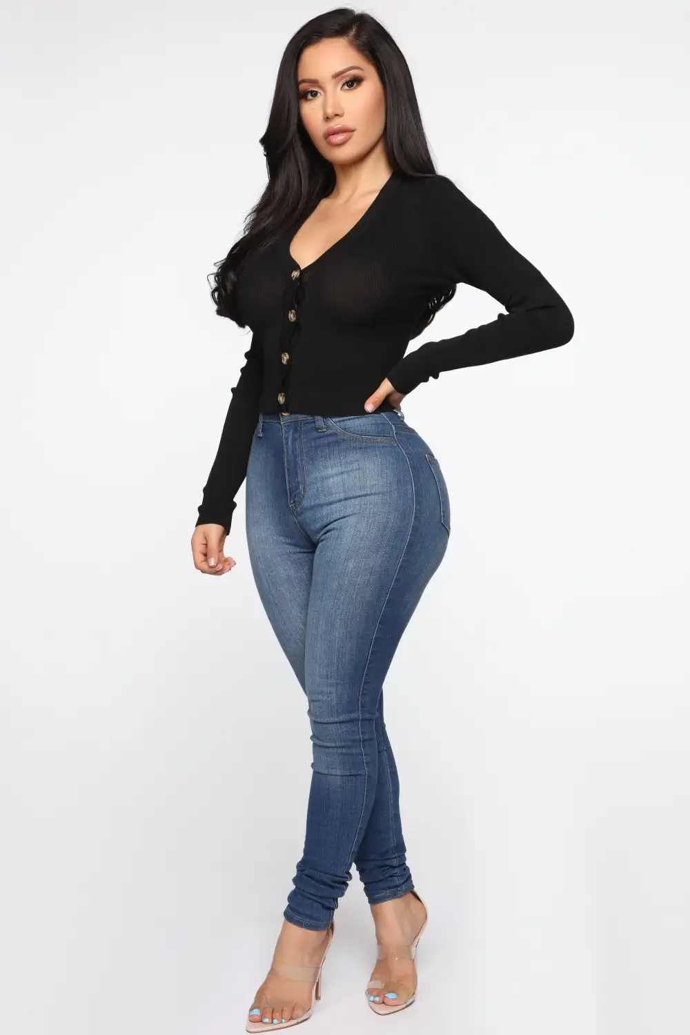 Kassie Button Sweater - Black