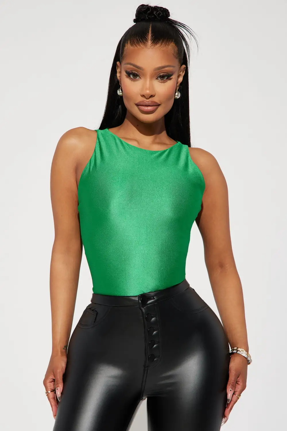 Holly Satin Bodysuit - Green