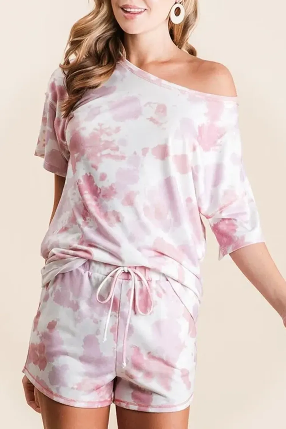 Art Tie-Dyeing Pink Hight Waist Shorts