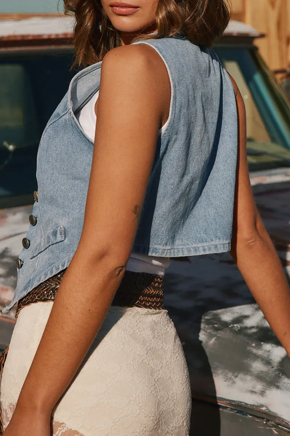 Western Wind Blue Denim Vest