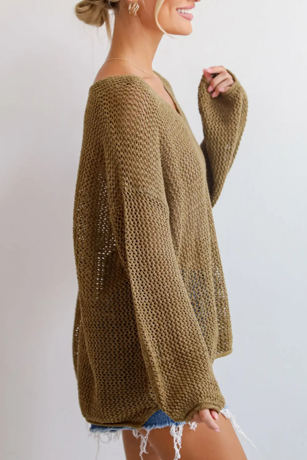 Relaxed Attitude Open Knit Sweater
