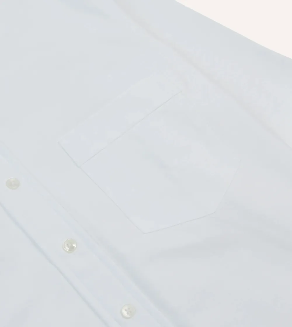 White Oxford Cotton Cloth Button-Down Shirt Lapel Plain