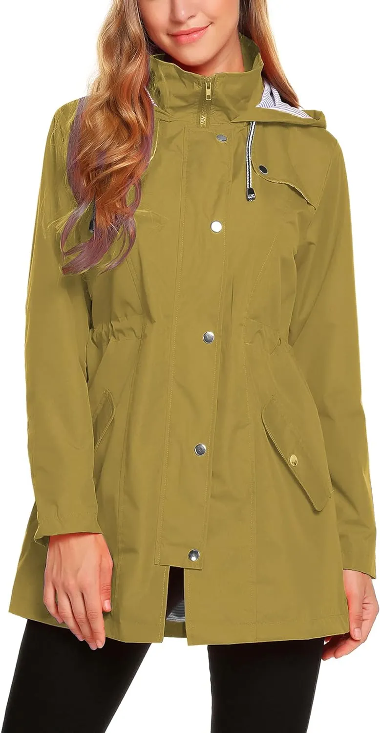 Womens Lightweight Hooded Waterproof Active Outdoor Rain Jacket S-XXL