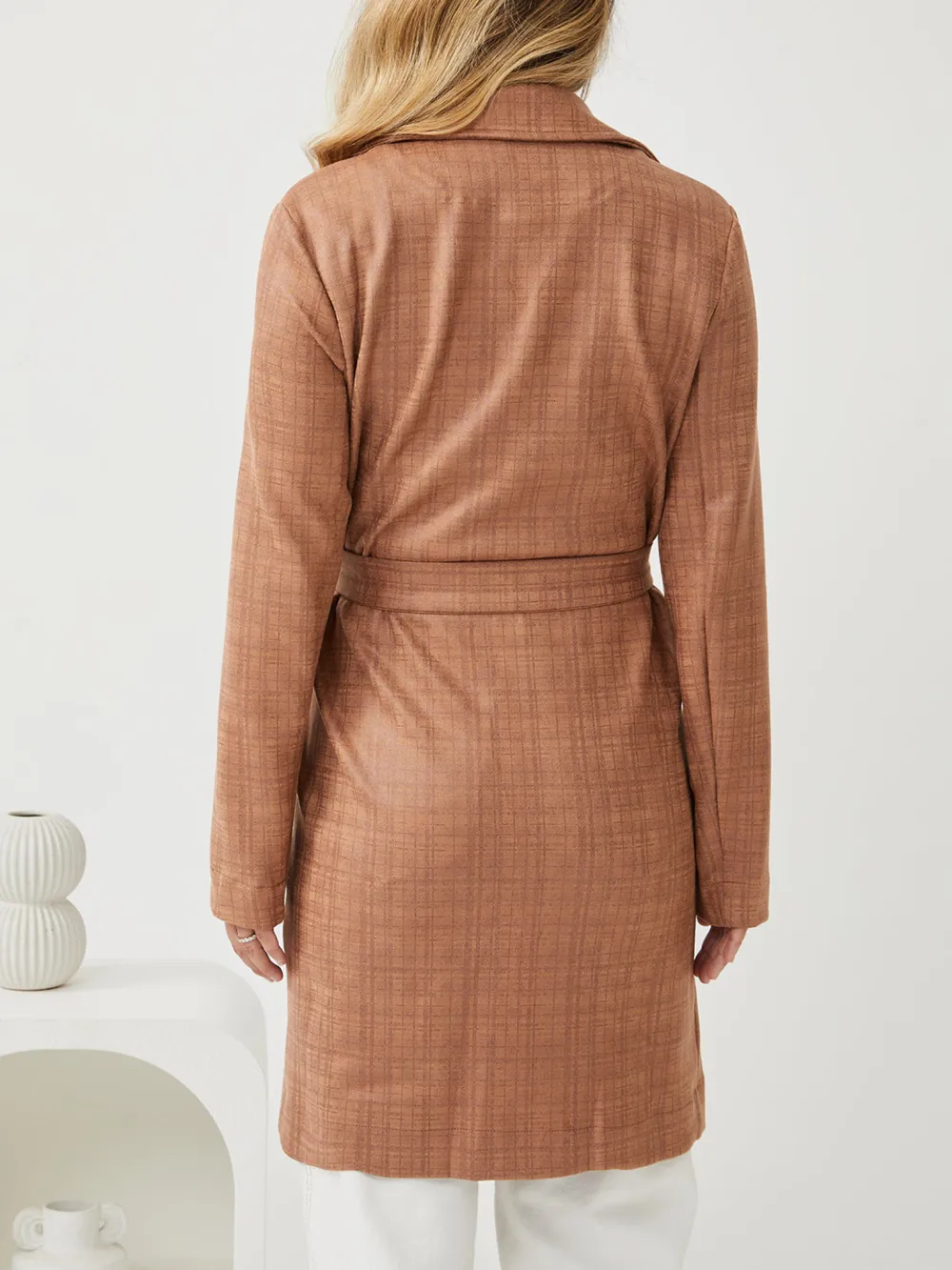 Camel Print Daily Long sleeves Coat