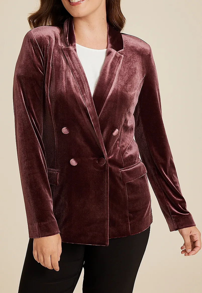 Velvet Long Sleeve Blazer