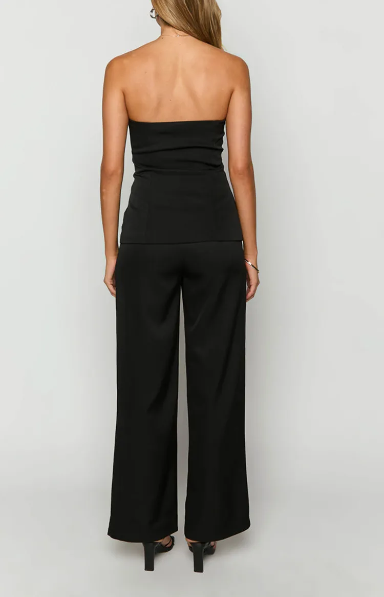 Black Tailored Wide Leg Pants