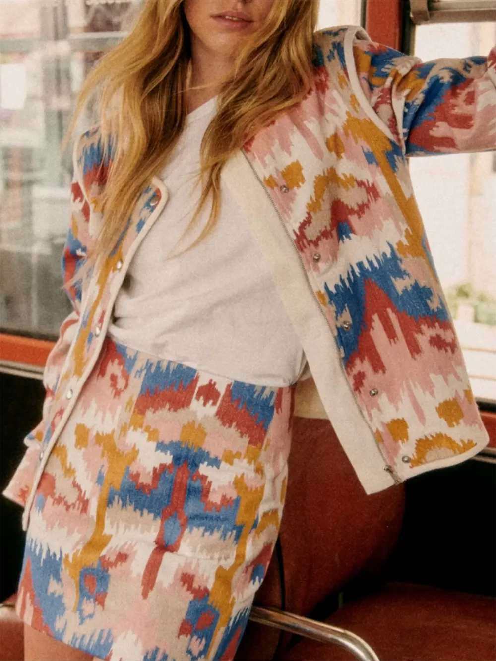 Geometric Print Belted Jacket