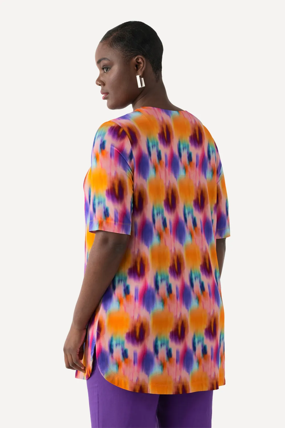 Slinkyshirt, A-Linie, V-Ausschnitt, Halbarm