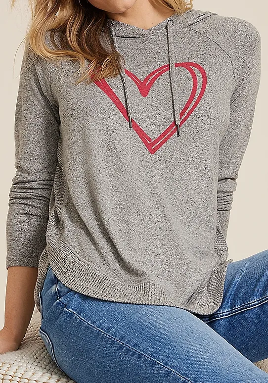 Casual Style Heart Hoodie
