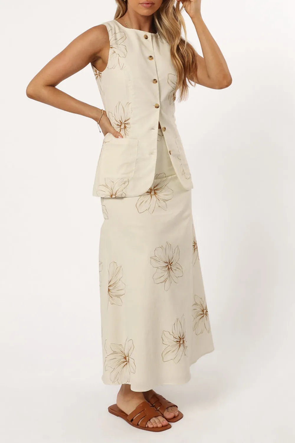 FLORAL LEISURE MIDI SKIRT